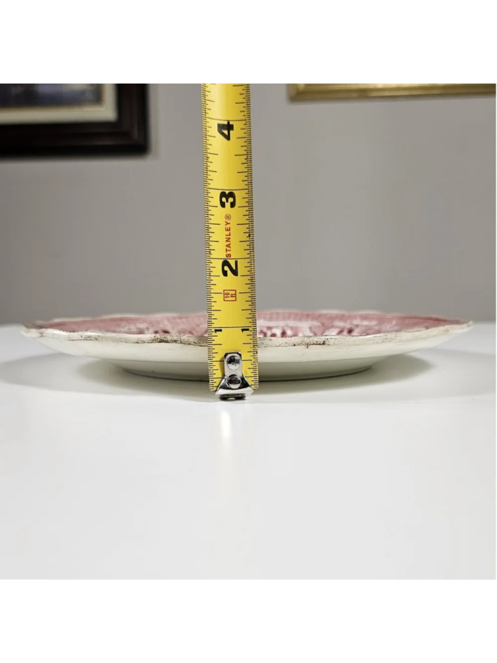 Antique Adams Palestine Red Transferware Plate 1830s Staffordshire Pink 9”
